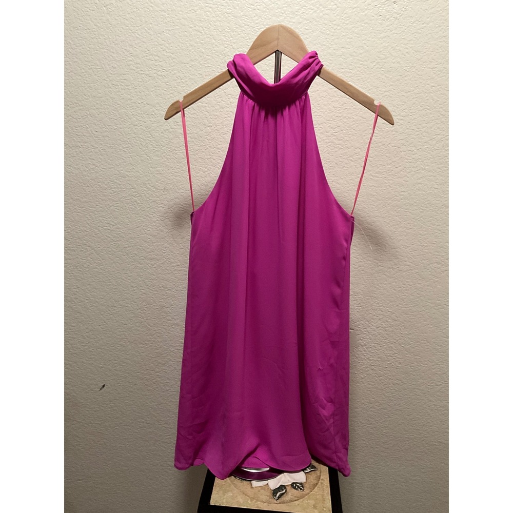 Krisa Hot Pink Halter Neck Sleeveless Mini Dress Women's Size medium